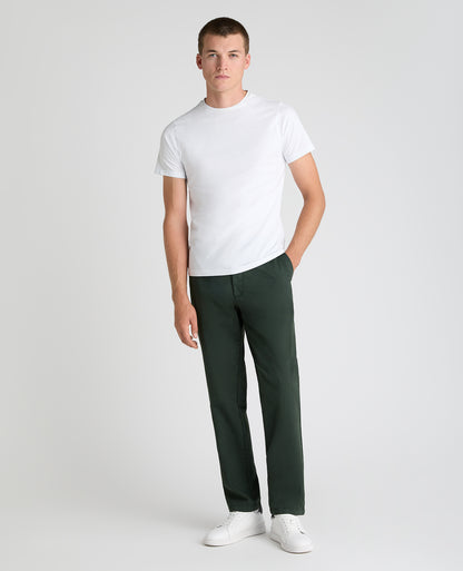 Dark Green Straight Fit Cotton Stretch Chino