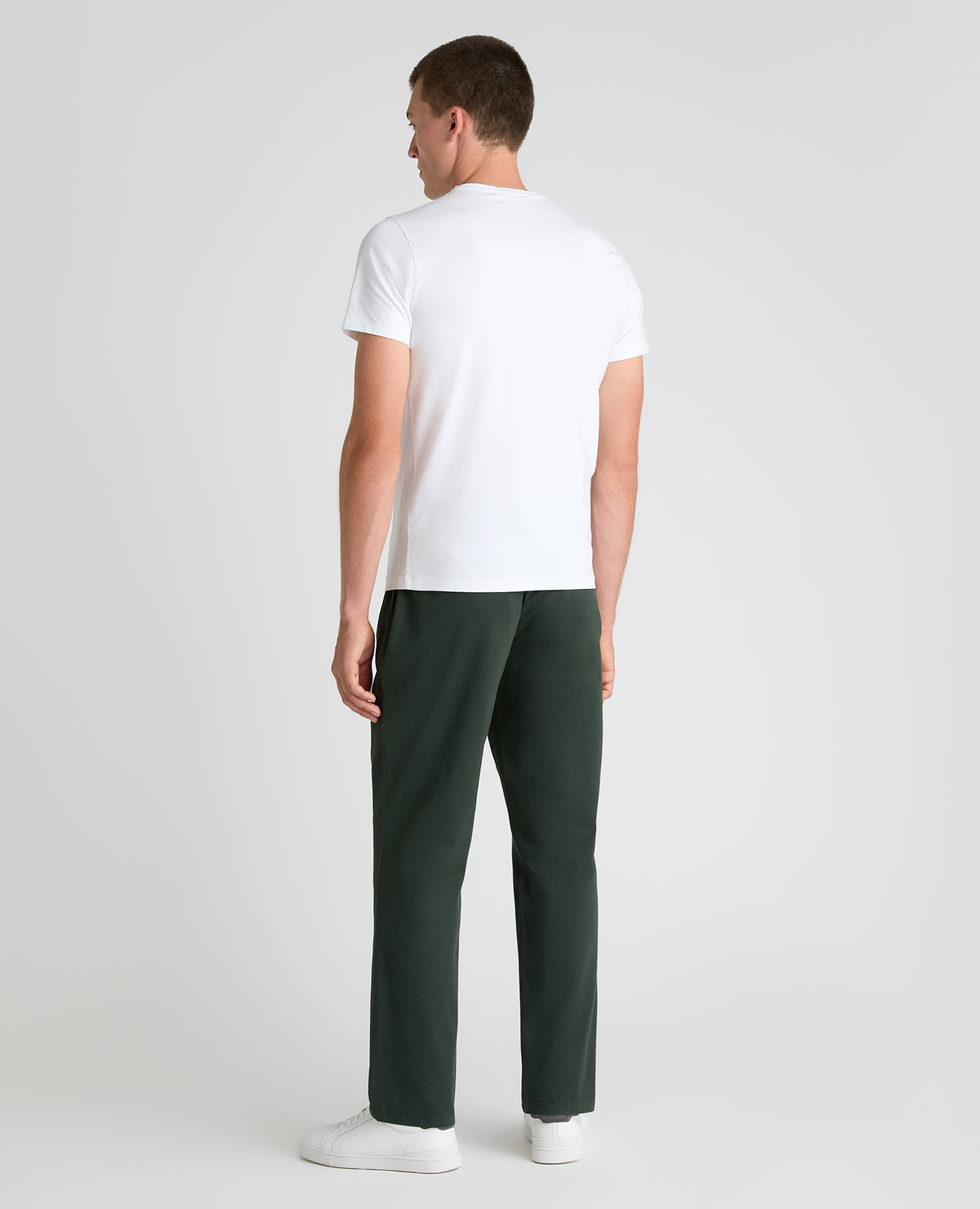 Dark Green Straight Fit Cotton Stretch Chino