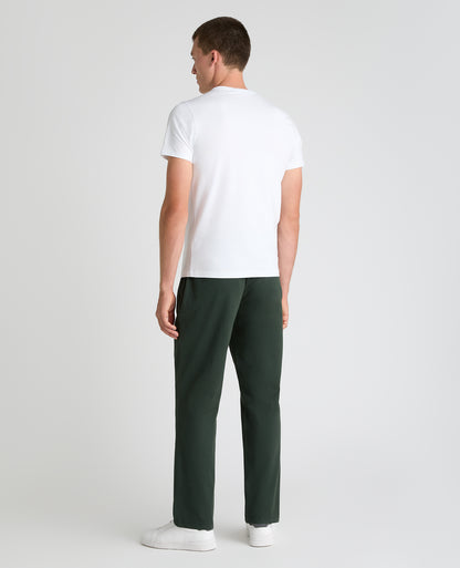 Dark Green Straight Fit Cotton Stretch Chino