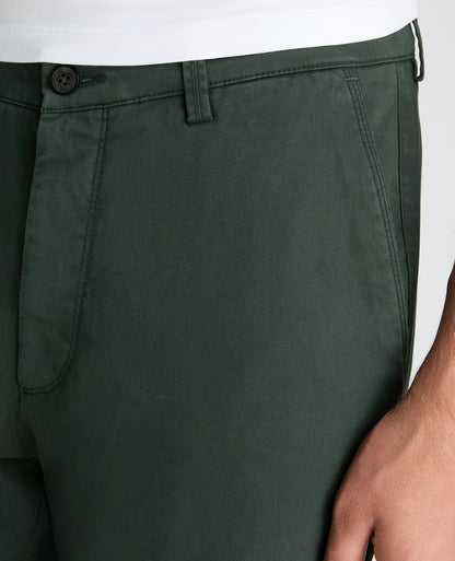 Dark Green Straight Fit Cotton Stretch Chino
