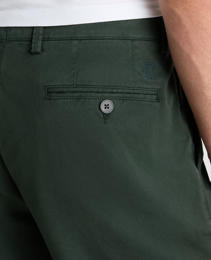 Dark Green Straight Fit Cotton Stretch Chino