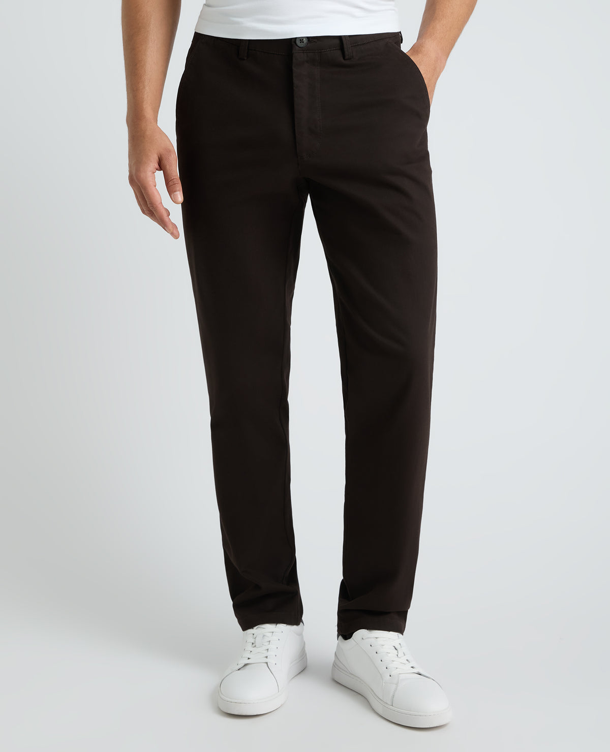 Dark Brown Straight Fit Cotton Stretch Chino