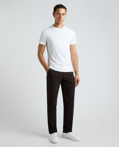 Dark Brown Straight Fit Cotton Stretch Chino