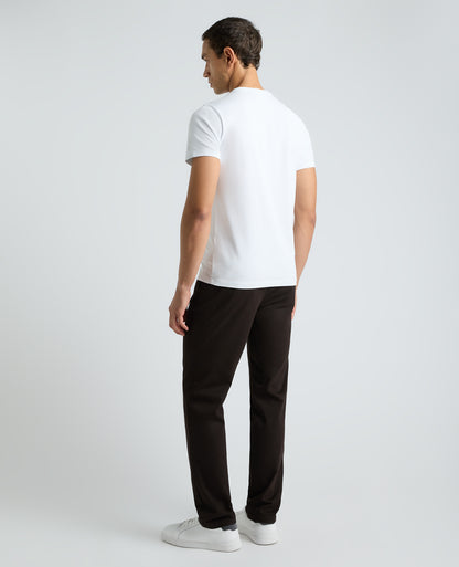 Dark Brown Straight Fit Cotton Stretch Chino