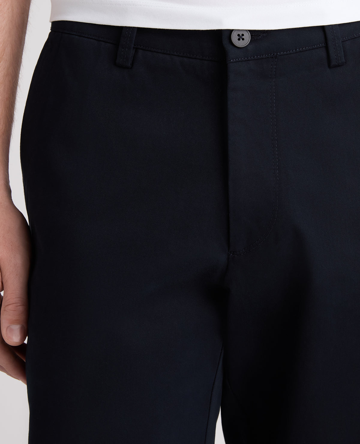 Navy Straight Fit Cotton Stretch Chino