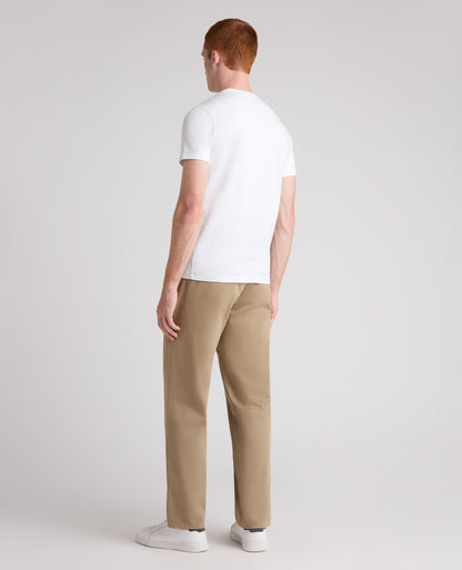 Beige Straight Fit Cotton Stretch Chino