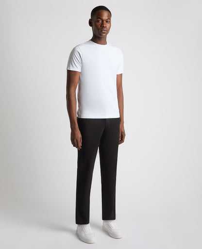 Man wearing a black Straight Leg Cotton Stretch Chino