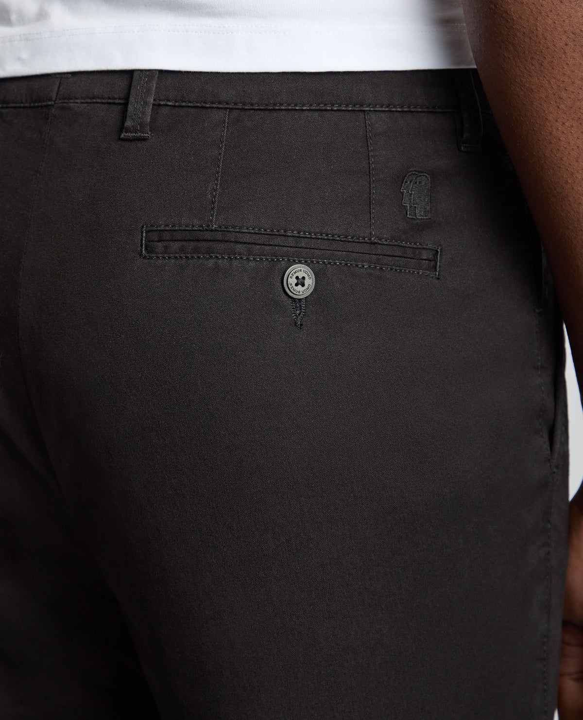Man wearing a black Straight Leg Cotton Stretch Chino