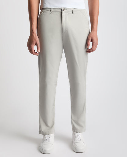 Man wearing a grey Straight Leg Cotton Stretch Chino