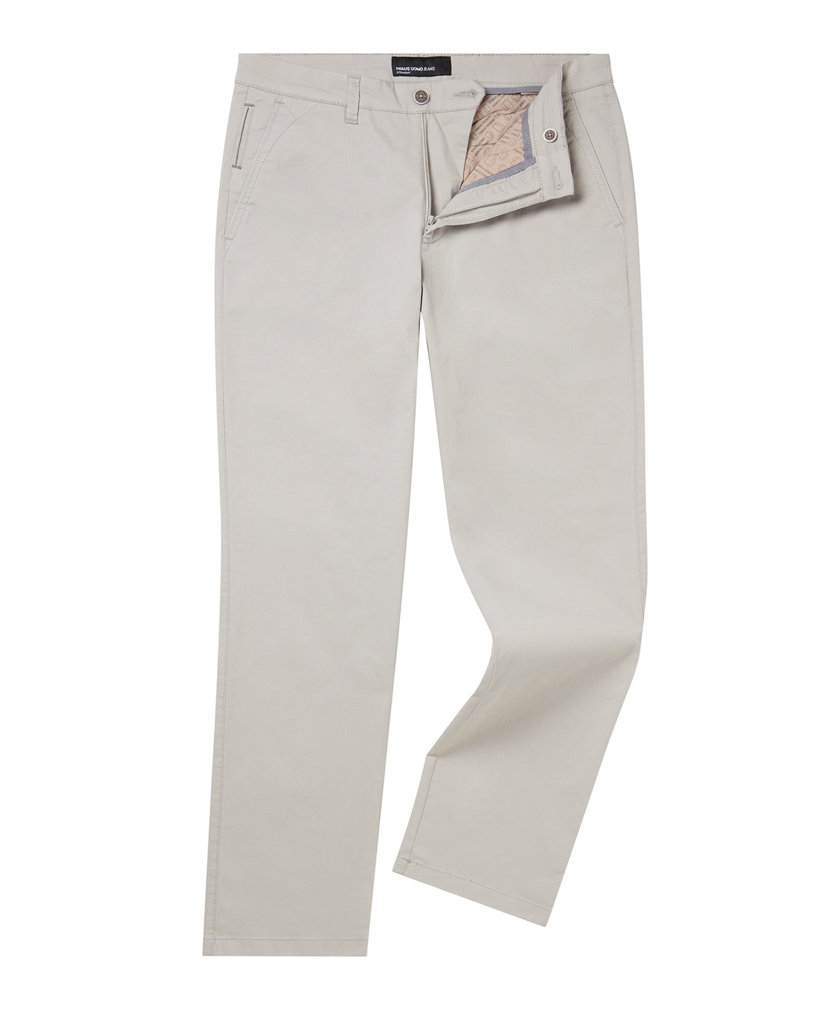 Man wearing a grey Straight Leg Cotton Stretch Chino
