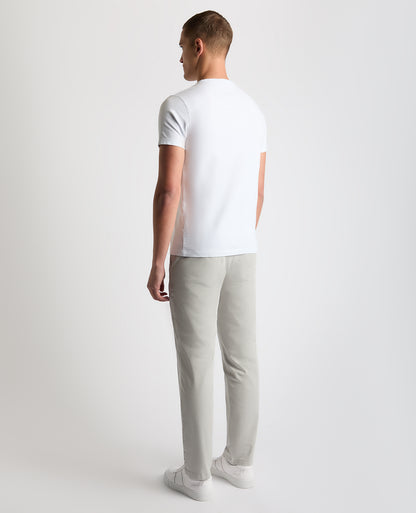Man wearing a grey Straight Leg Cotton Stretch Chino