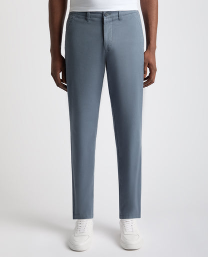 Man wearing a blue Straight Leg Cotton Stretch Chino