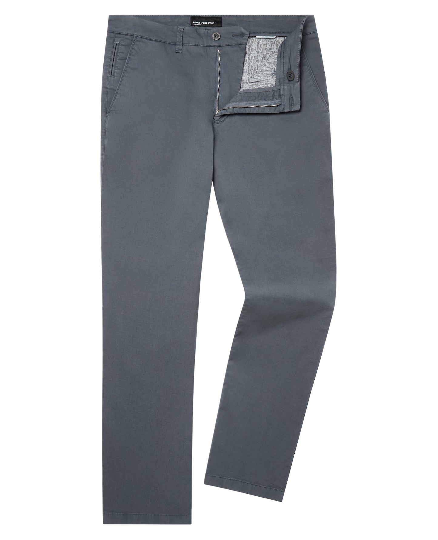 Grey Straight Leg Cotton Stretch Chino