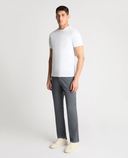 Grey Straight Leg Cotton Stretch Chino