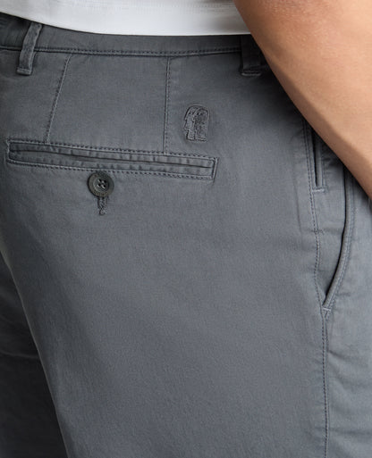 Grey Straight Leg Cotton Stretch Chino