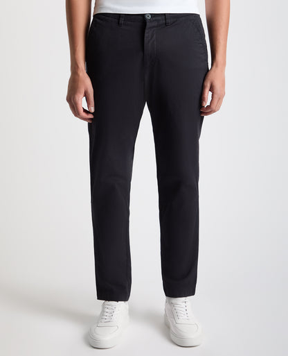Man wearing a navy Straight Leg Cotton Stretch Chino