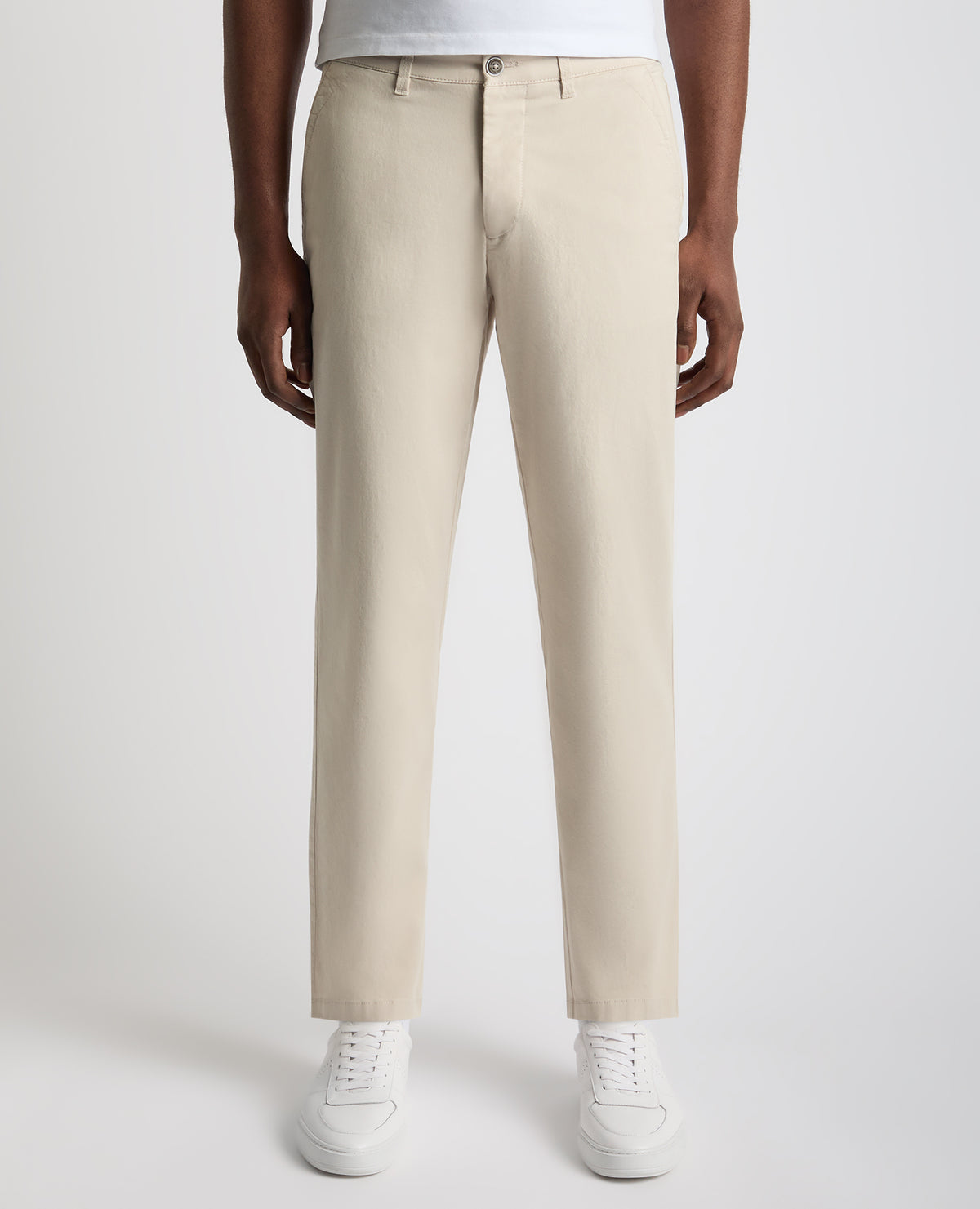 Man wearing a sand Straight Leg Cotton Stretch Chino