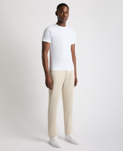 Man wearing a sand Straight Leg Cotton Stretch Chino