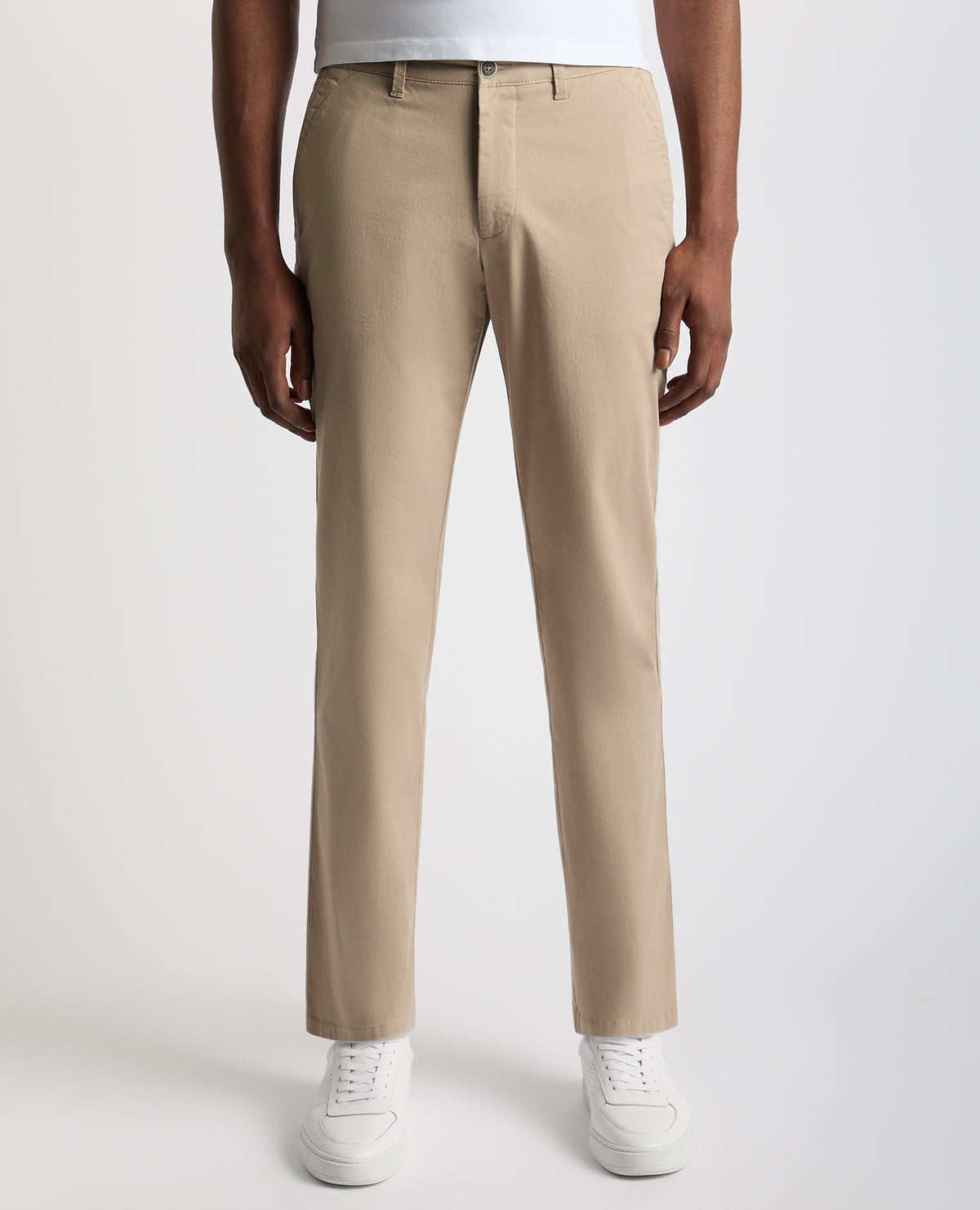 Man wearing a sand Straight Leg Cotton Stretch Chino