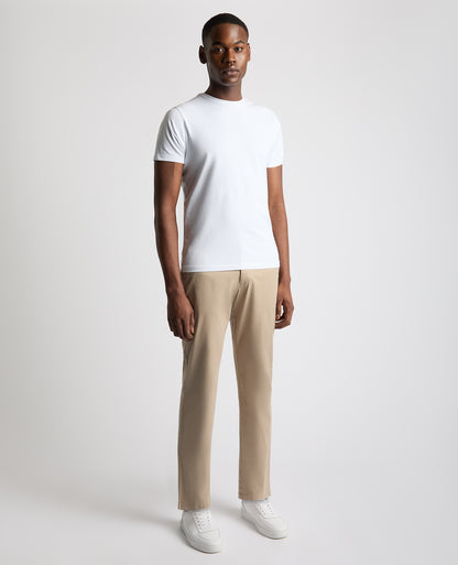 Man wearing a sand Straight Leg Cotton Stretch Chino