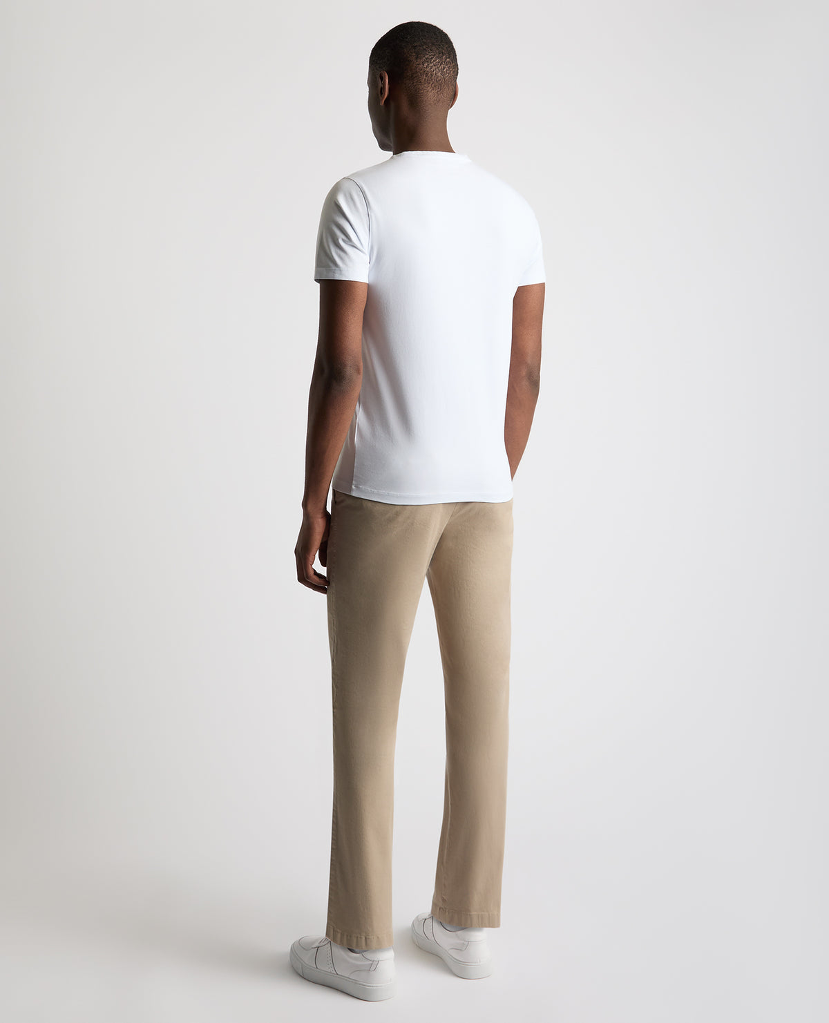 Man wearing a sand Straight Leg Cotton Stretch Chino