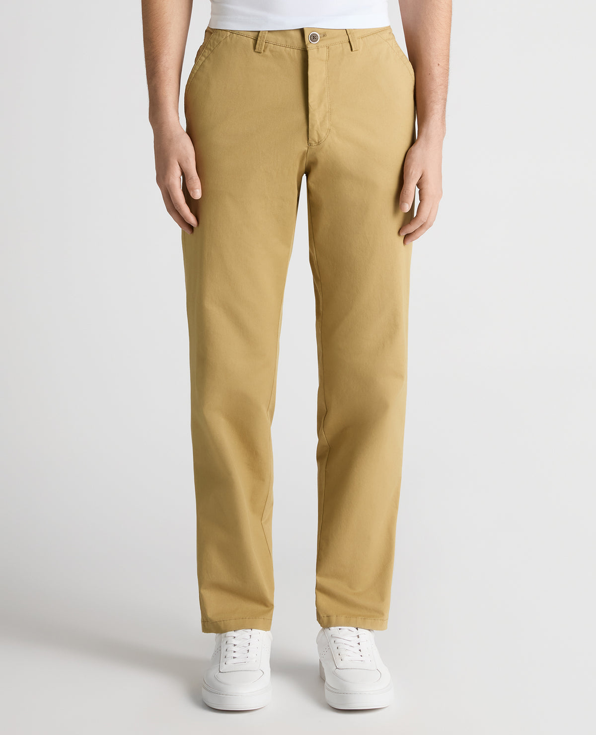 Man wearing a sand Straight Leg Cotton Stretch Chino