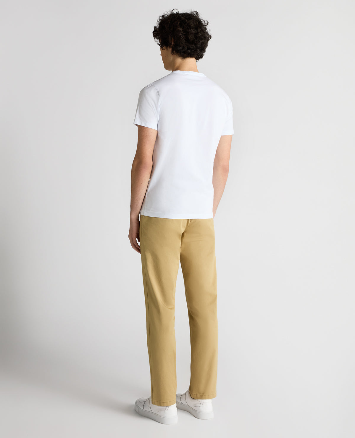 Man wearing a sand Straight Leg Cotton Stretch Chino