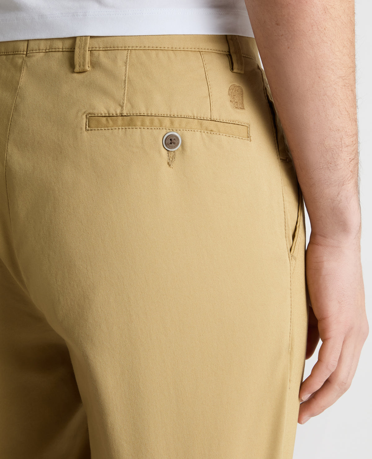 Man wearing a sand Straight Leg Cotton Stretch Chino