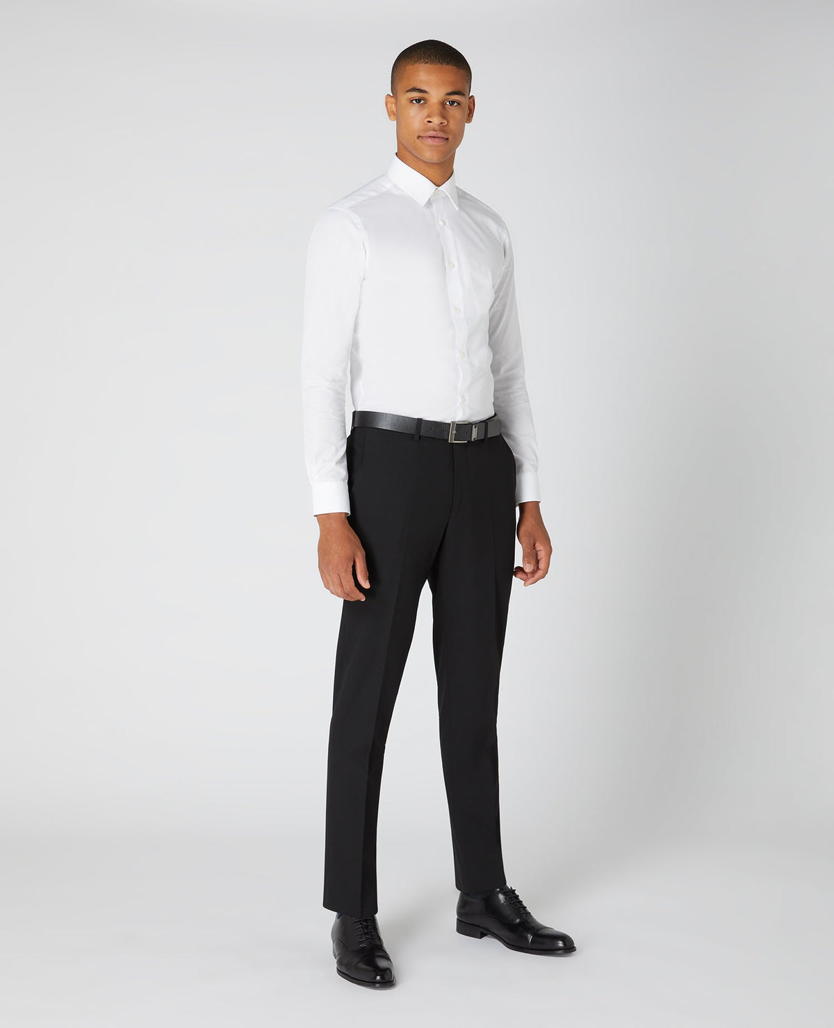 Man wearing a black Slim Leg Formal Trousers