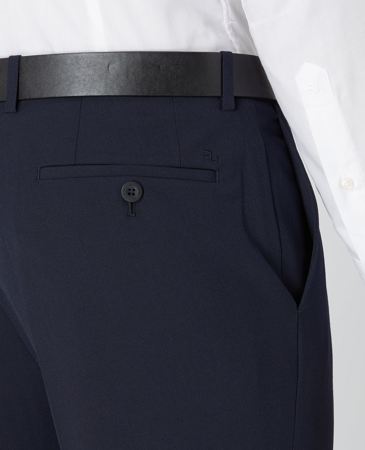 Man wearing a navy Slim Leg Formal Trousers
