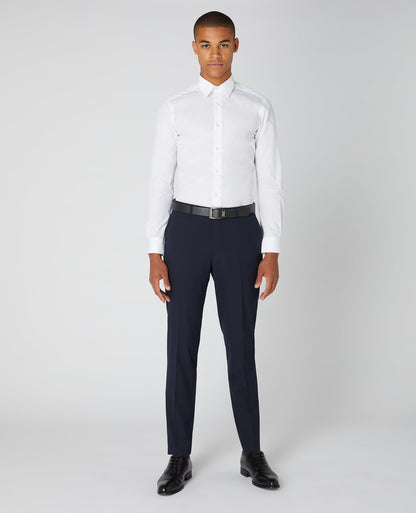 Man wearing a navy Tapered Fit Formal Trousers
