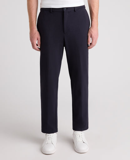 Navy Tapered Fit Cotton Blend Trousers