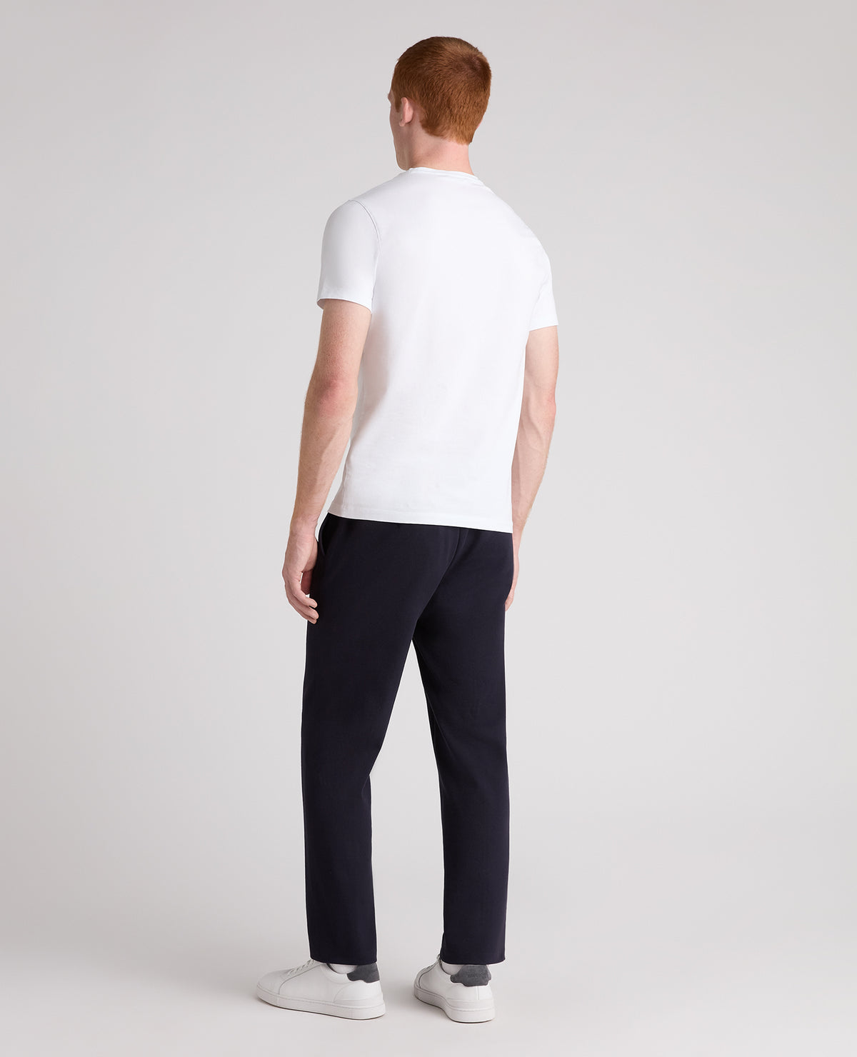 Navy Tapered Fit Cotton Blend Trousers