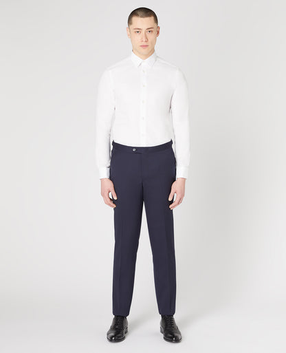 Man wearing a navy Slim Fit Wool-Rich Mix and Match Dinner Suit Trousers