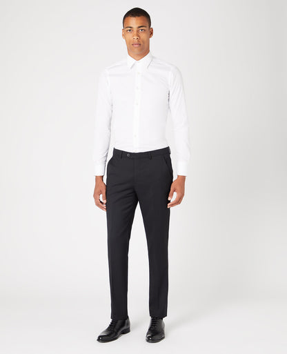 Man wearing a black Slim Fit Wool-Blend Stretch Mix and Match Trousers