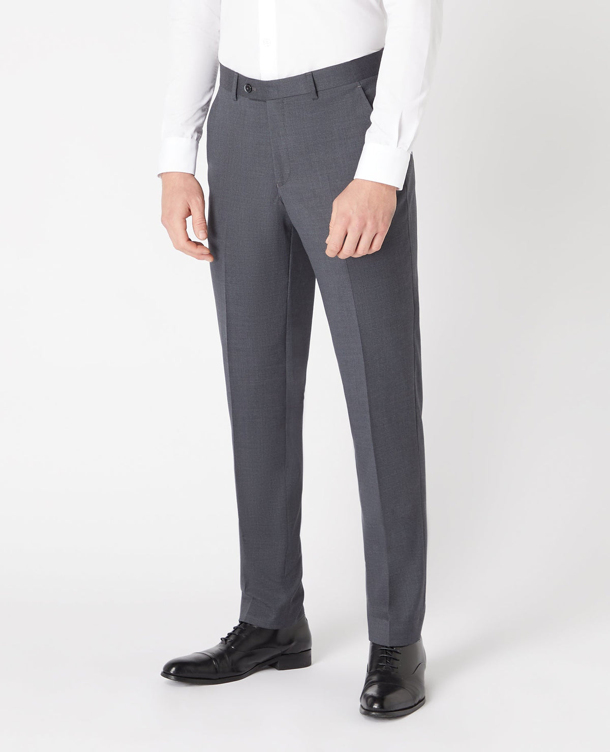 Man wearing a grey Slim Fit Wool-Blend Stretch Mix and Match Trousers