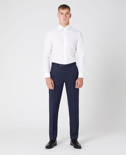 Man wearing a navy Slim Fit Wool-Blend Stretch Mix and Match Trousers