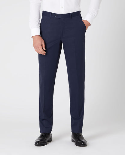 Man wearing a navy Slim Fit Wool-Blend Stretch Mix and Match Trousers