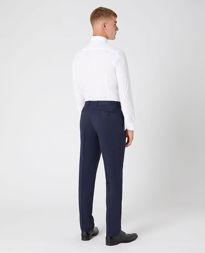 Man wearing a navy Slim Fit Wool-Blend Stretch Mix and Match Trousers