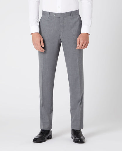 Man wearing a grey Tapered Fit Wool-Blend Stretch Mix and Match Suit Trousers