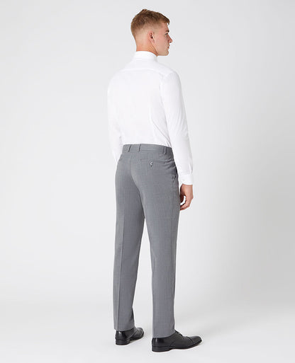 Man wearing a grey Tapered Fit Wool-Blend Stretch Mix and Match Suit Trousers