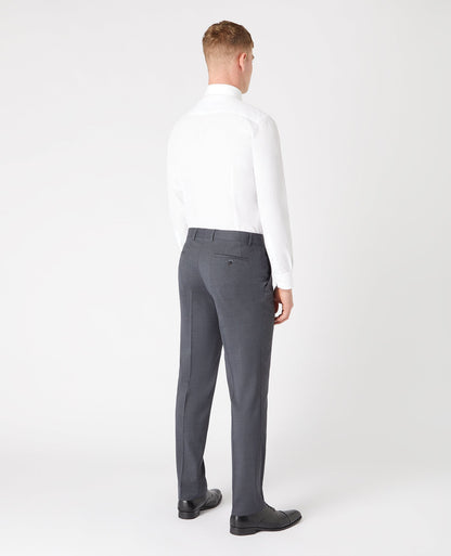 Man wearing a grey Tapered Fit Wool-Blend Stretch Mix and Match Suit Trousers