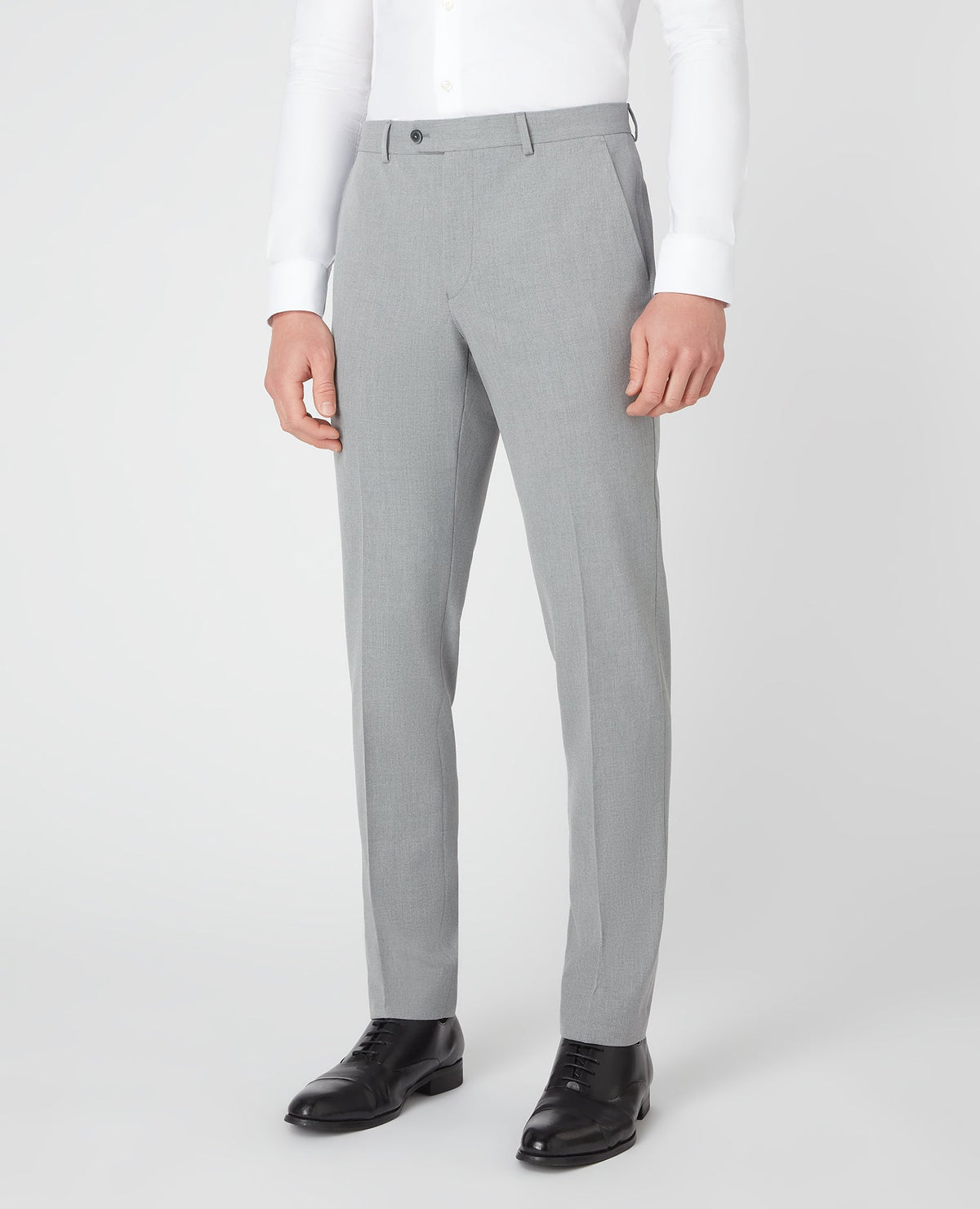 Man wearing a grey X-Slim Leg Stretch Formal Trousers