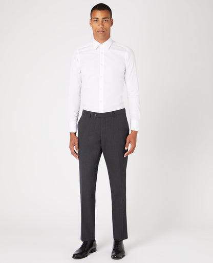 Man wearing a grey Tapered Leg Stretch Formal Trousers