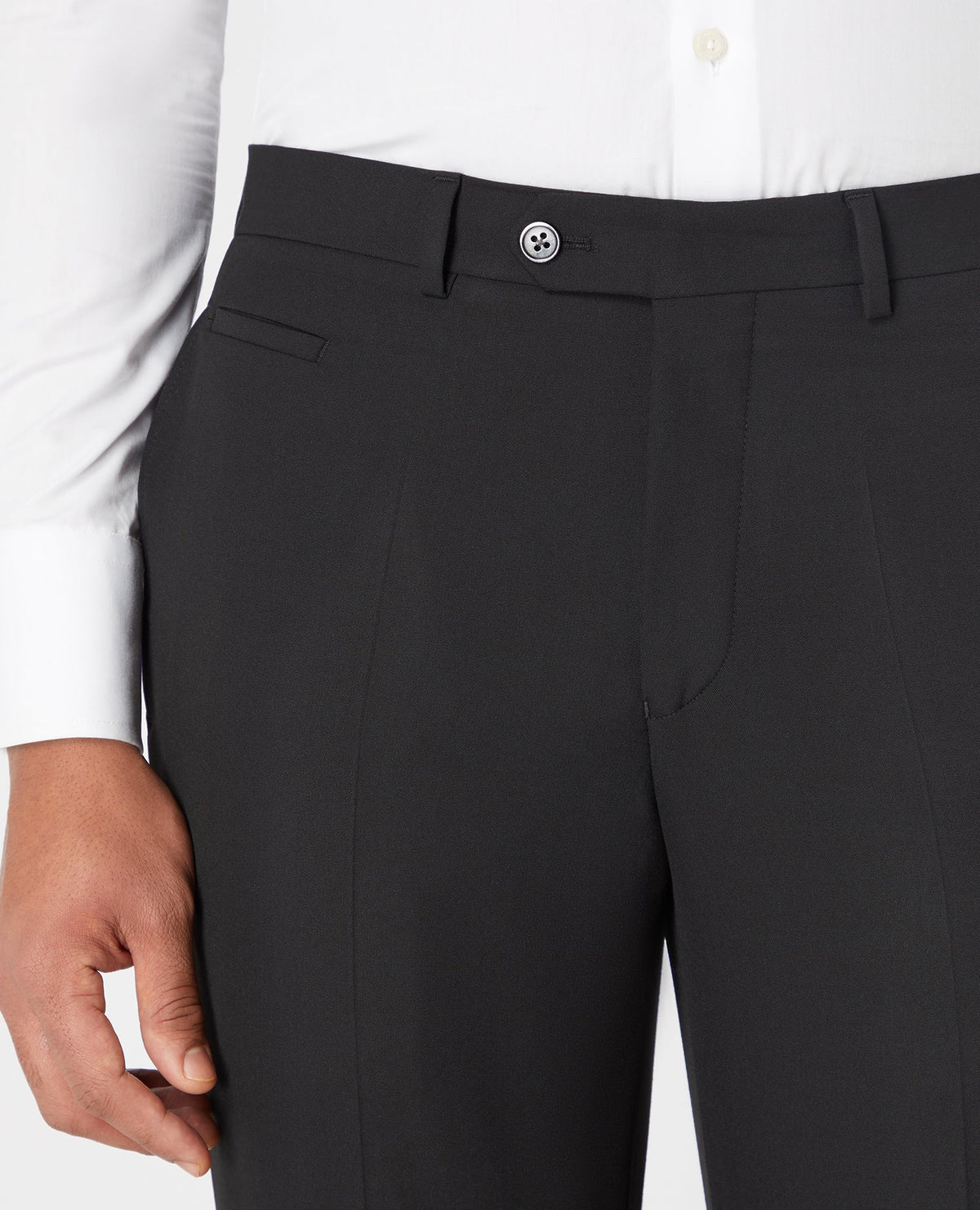 Man wearing a black Slim Leg Stretch Formal Trousers