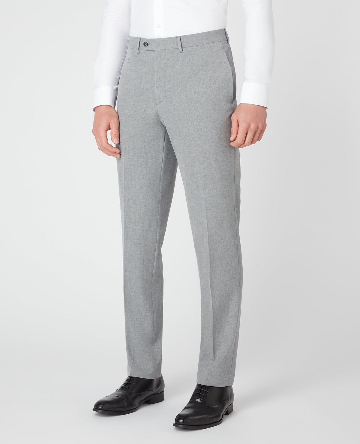 Man wearing a grey Slim Leg Stretch Formal Trousers