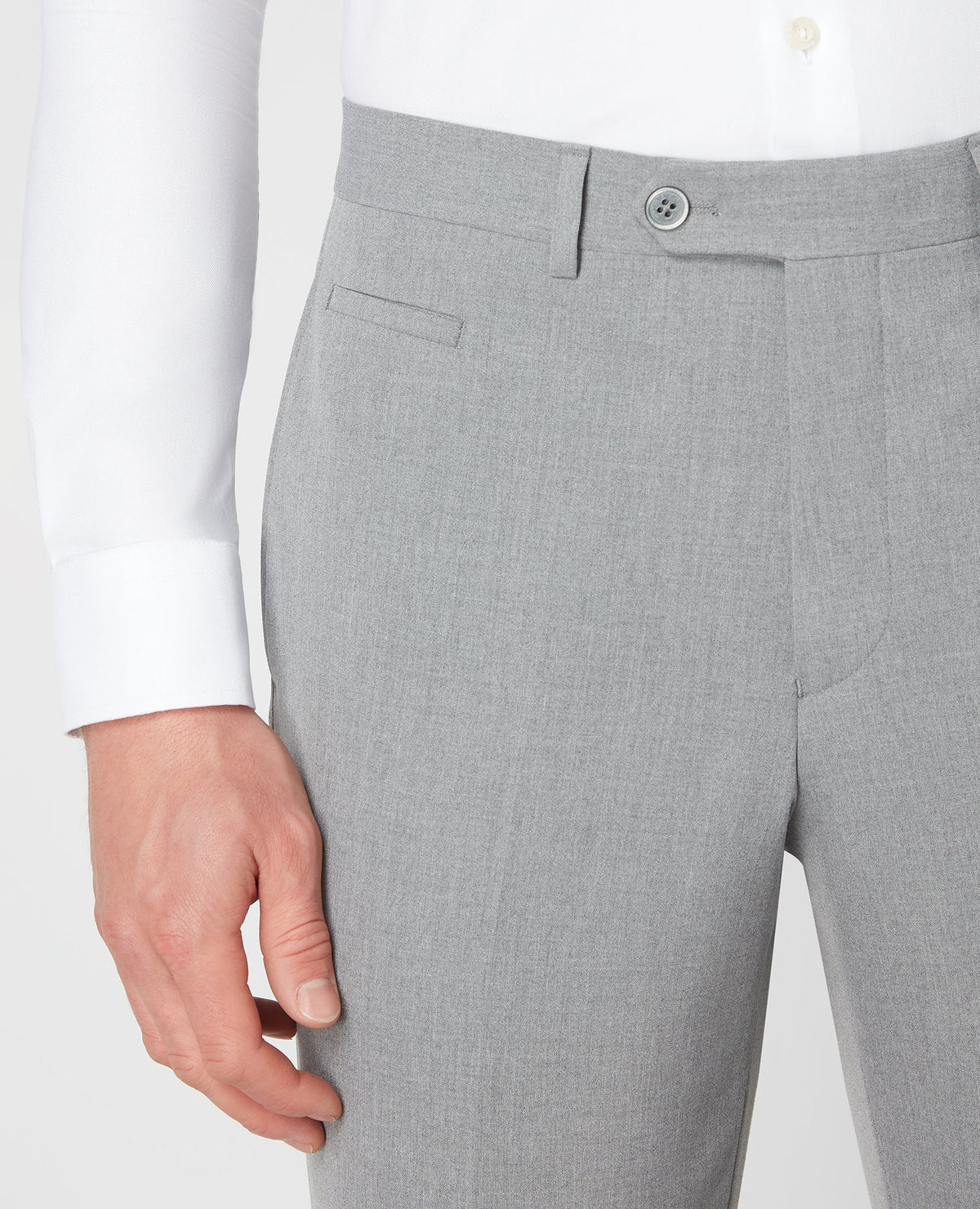 Man wearing a grey Slim Leg Stretch Formal Trousers