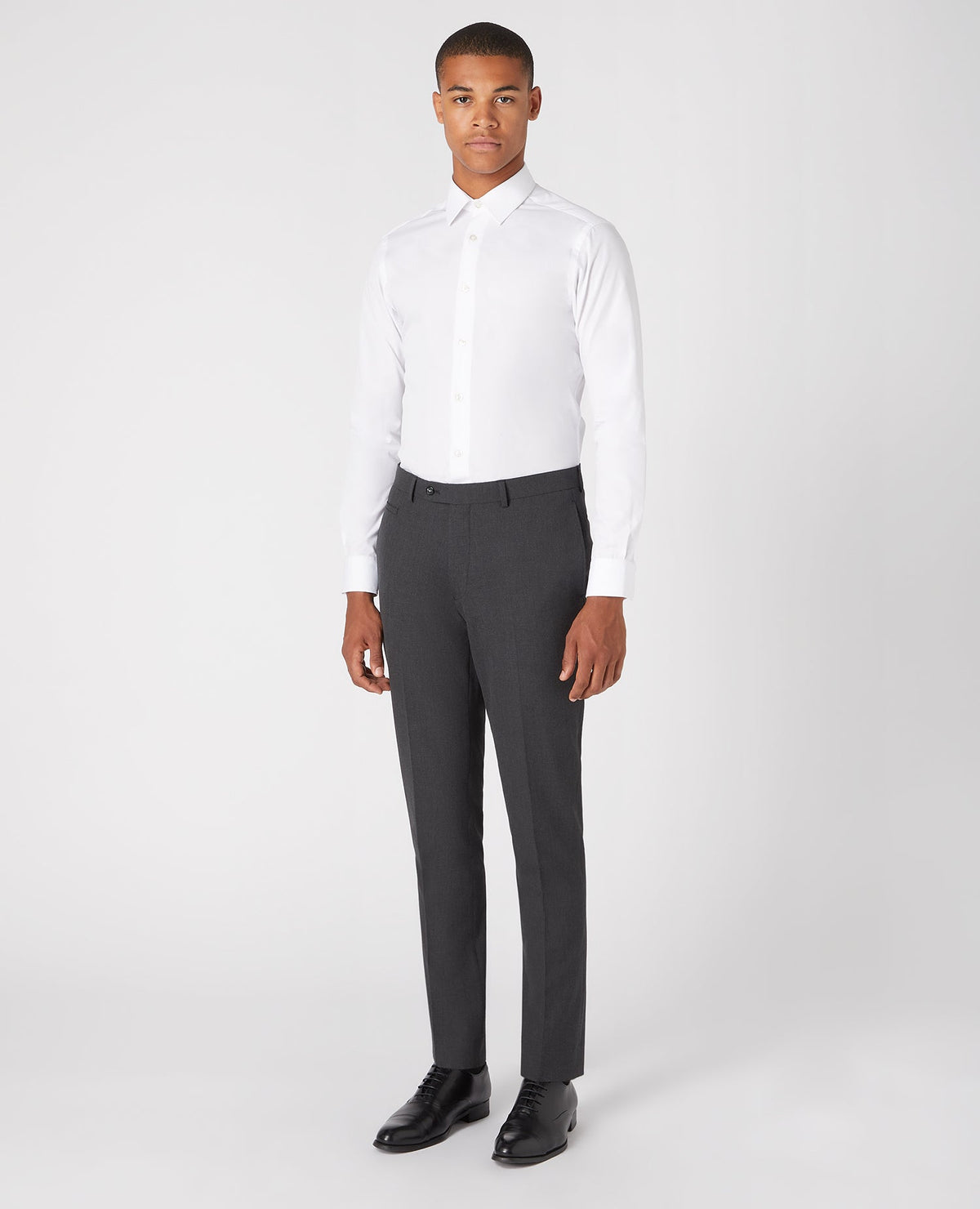 Man wearing a grey Slim Leg Formal Trousers