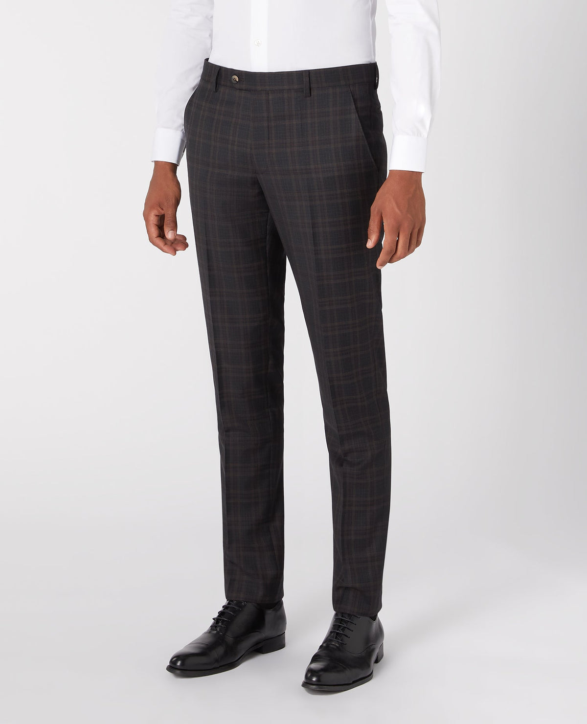 Man wearing a grey X-Slim Mix And Match Checked Suit Trouser