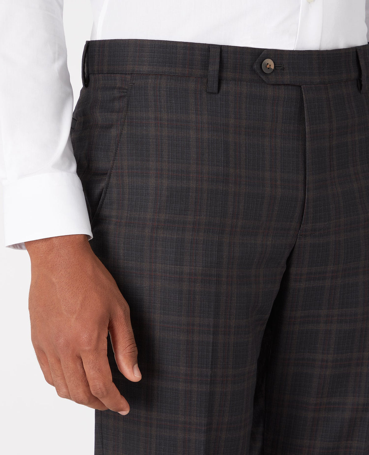 Man wearing a grey X-Slim Mix And Match Checked Suit Trouser